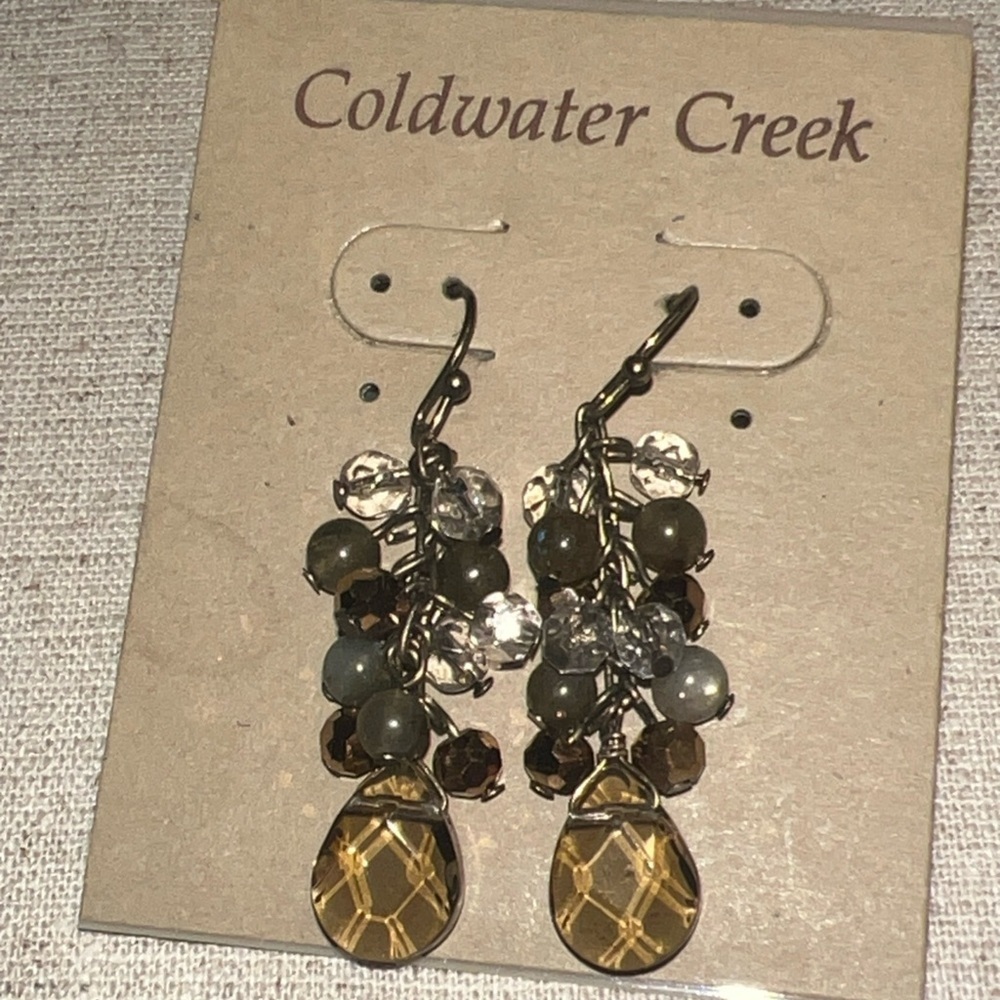 Coldwater Creek Festive Teardrop Earrings Genuine Stone 10$